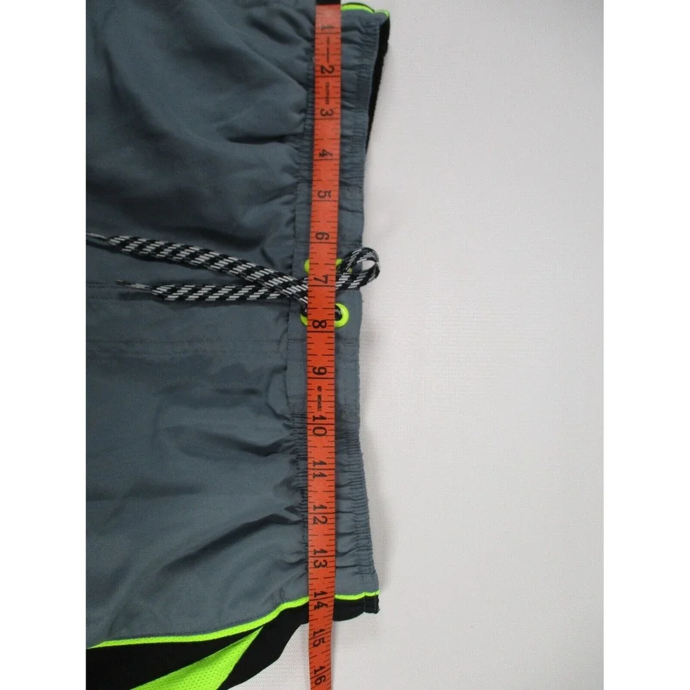 Nike Swim Shorts Mens Large Gray / Green‎ Lined Stash Pocket Drawstring Board